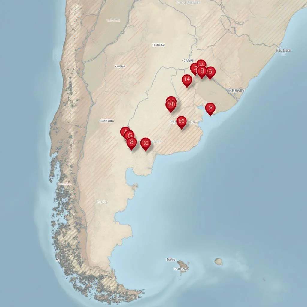 Mapa de estaciones YPF en Argentina