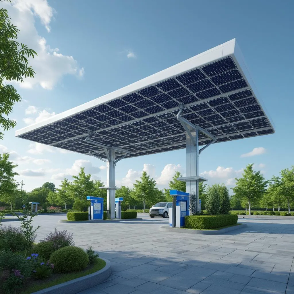 Paneles solares en estación YPF